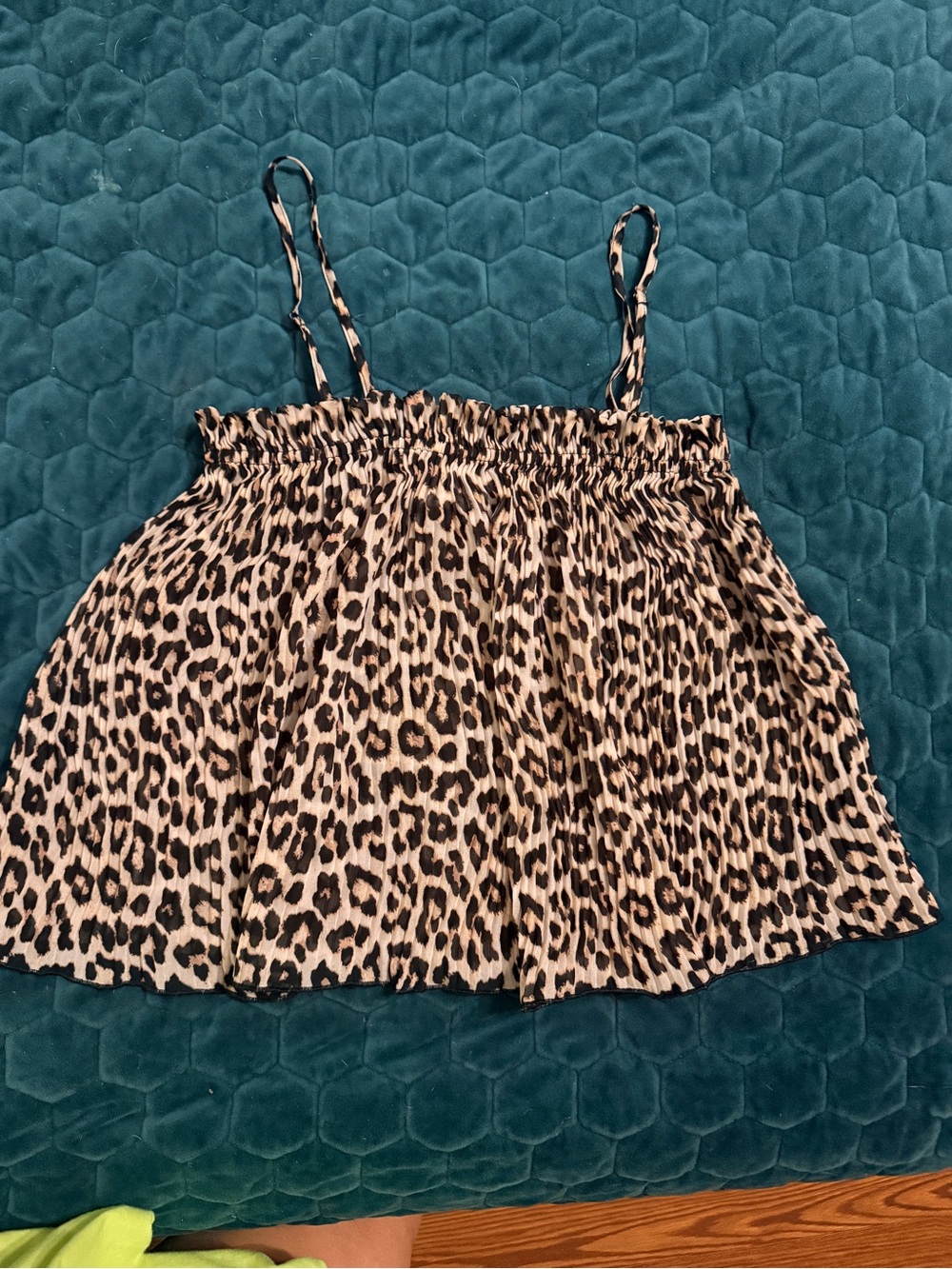 H&M Medium Trapeze Beige Black Leopard Cheetah Print Smocked Summer Cami